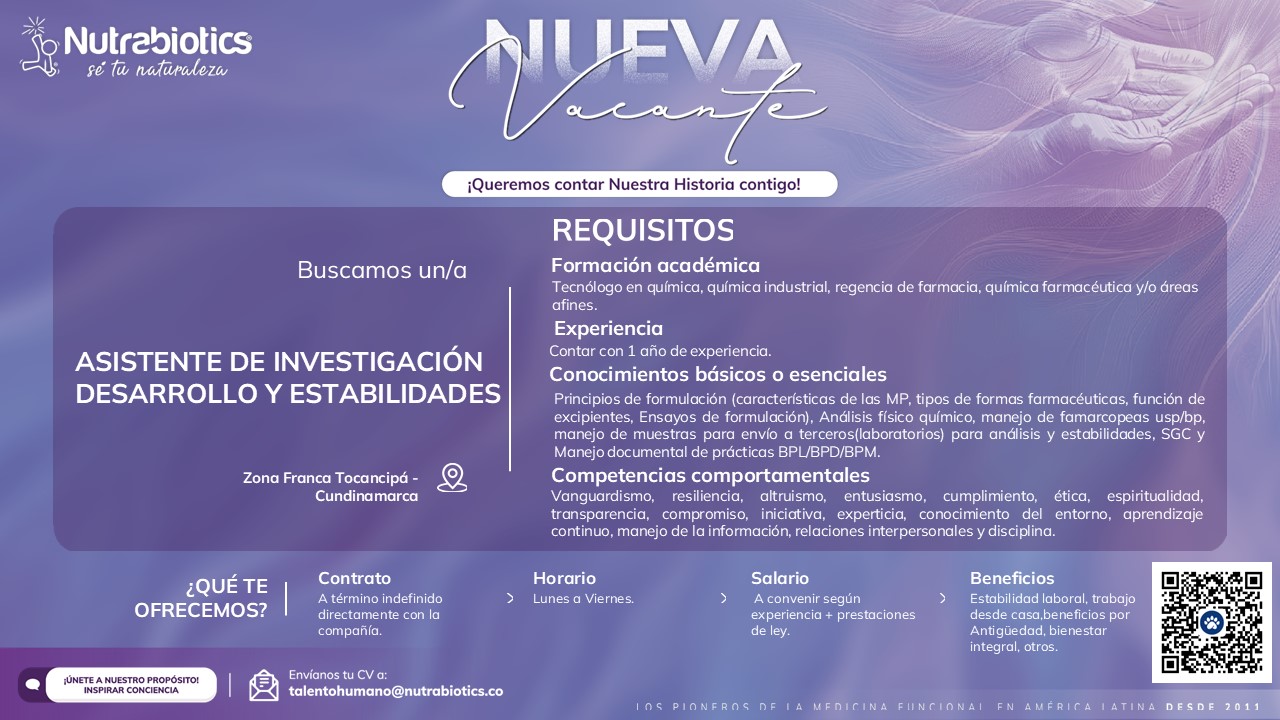 Asistente de Investigación Desarrollo y Estabilidades