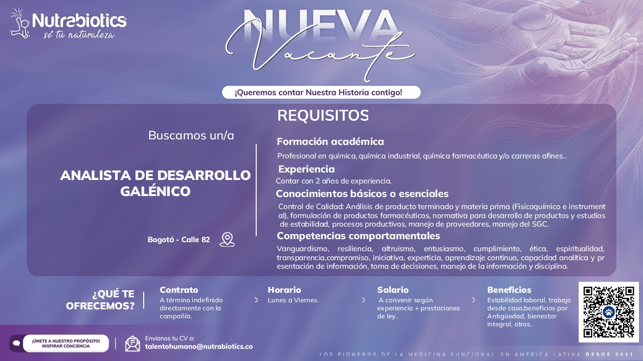 ANALISTA DE DESARROLLO GALÉNICO II